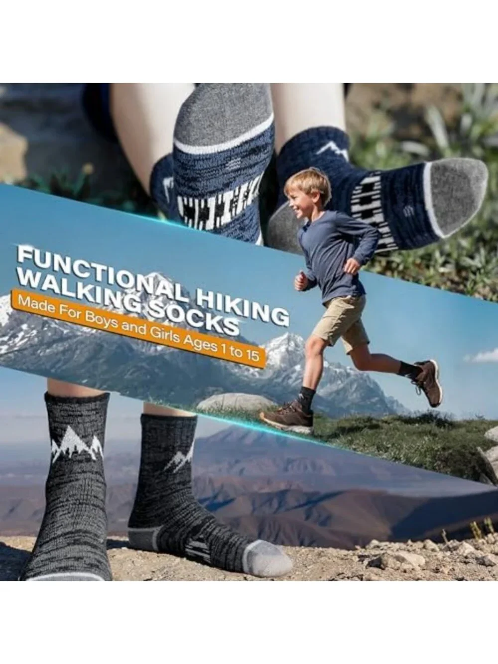 Cozy Merino Wool Hiking Crew Socks for Kids | Boys & Girls Athletic Comfort